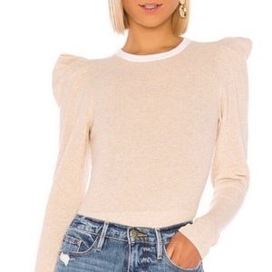 FRAME Rib Feminine Puff Sleeve Sweater Size Small